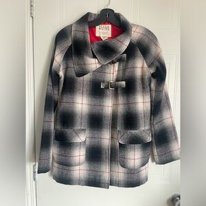 Gray Plaid Wool Blend Jacket S Heritage Classic Countryside Toggle Coat